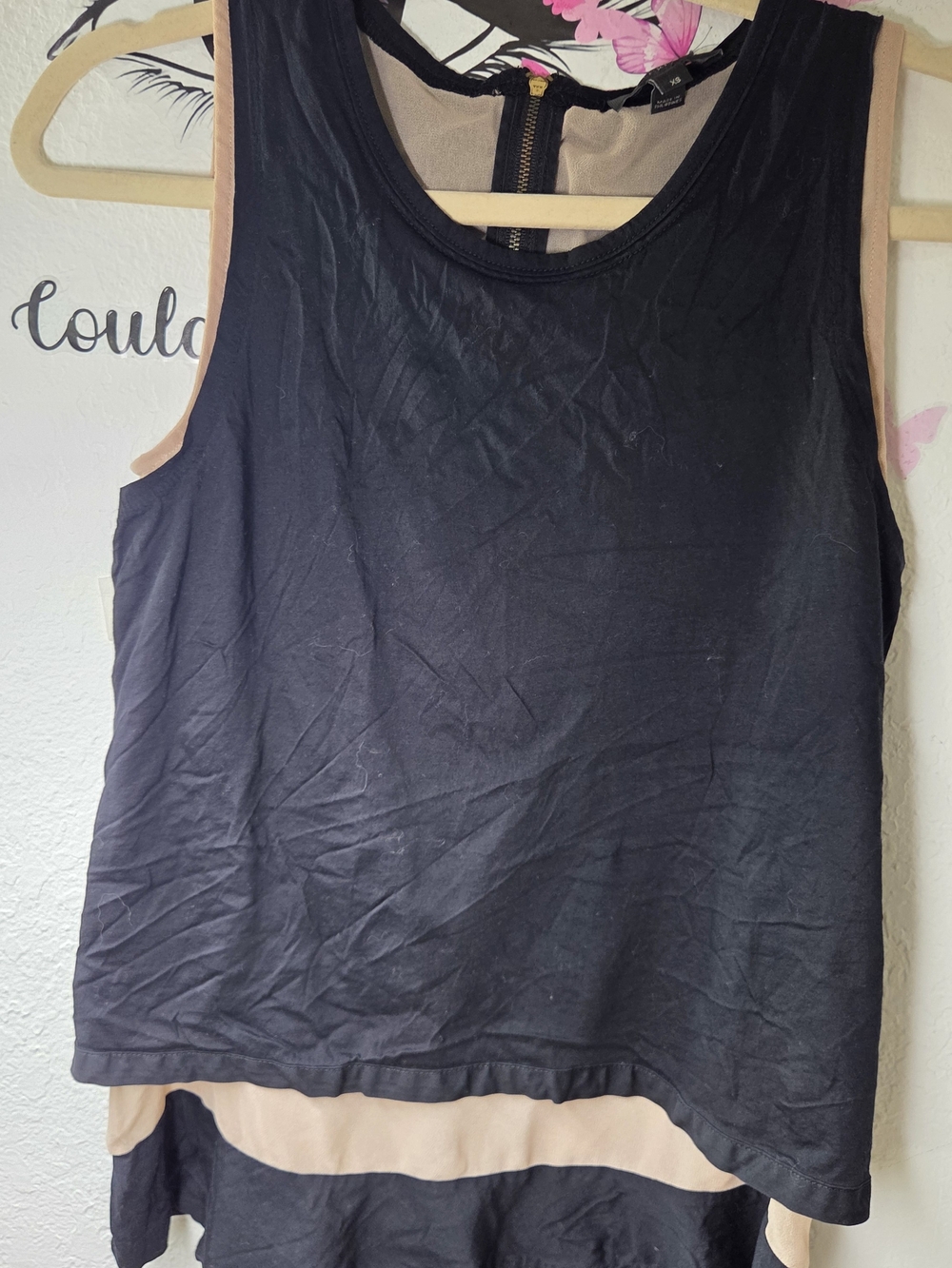 J.CREW Colorblock Exposed Zipper Tank Top Black Beige - Size XS